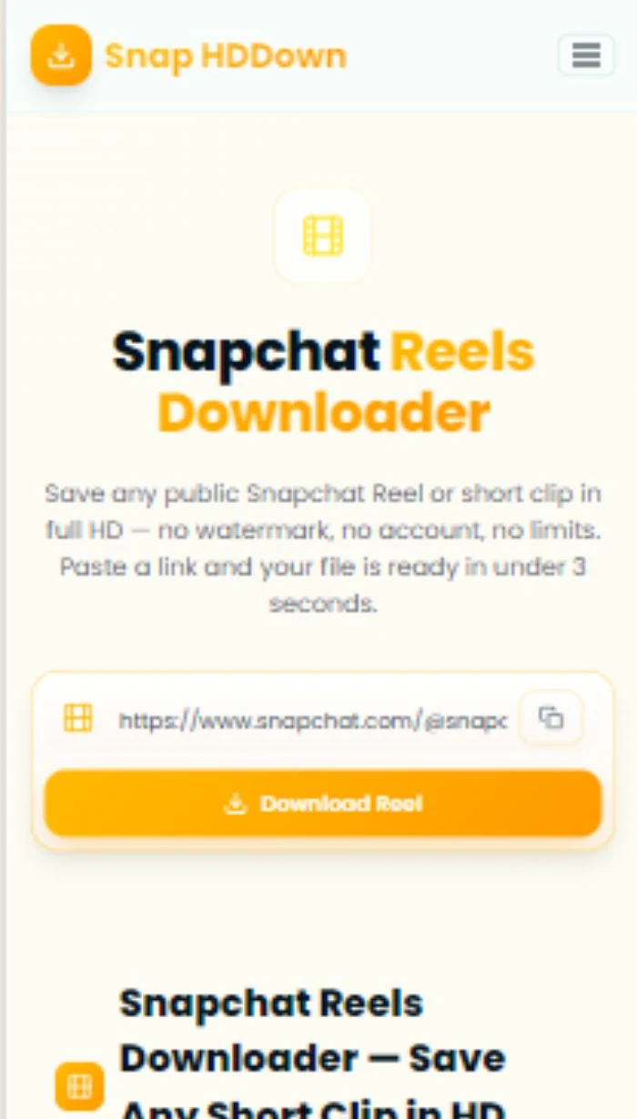 Paste the Snapchat Reel link into Snap HDDown and tap Download Reel