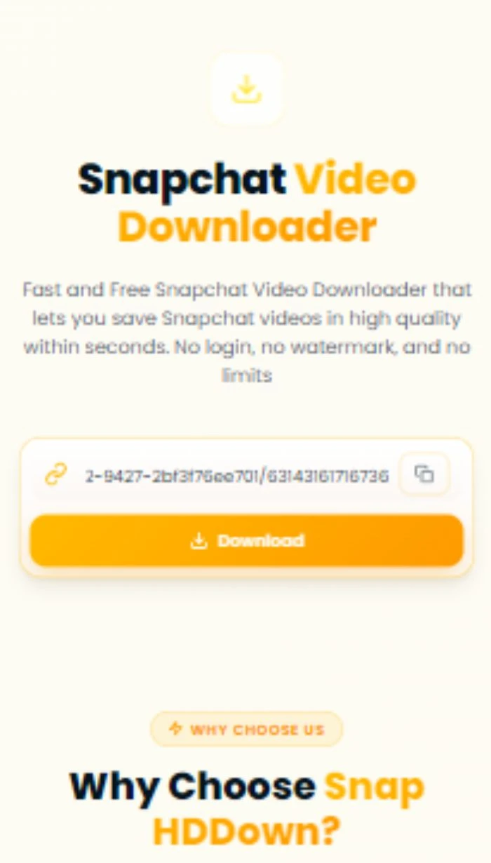 Paste the Snapchat link into Snap HDDown and tap Download